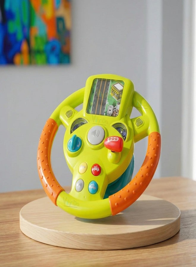 VikriDA Interactive Steering Wheel Driving Toy for Kids | 360° Rotating Car Simulator with Lights, Music & Sound Effects - (Yellow) - Image 1
